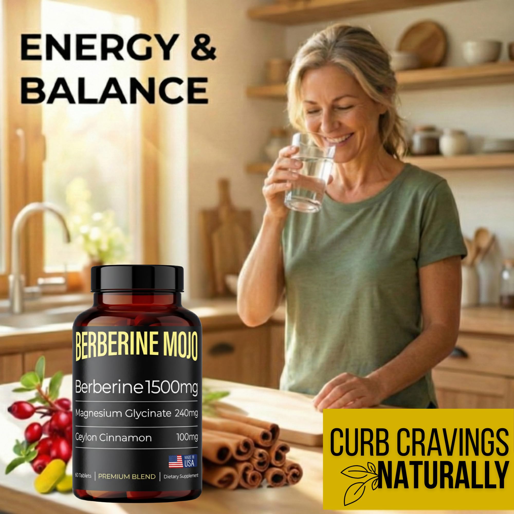 Berberine Mojo USA-made seal on packaging indicating trusted manufacturing.