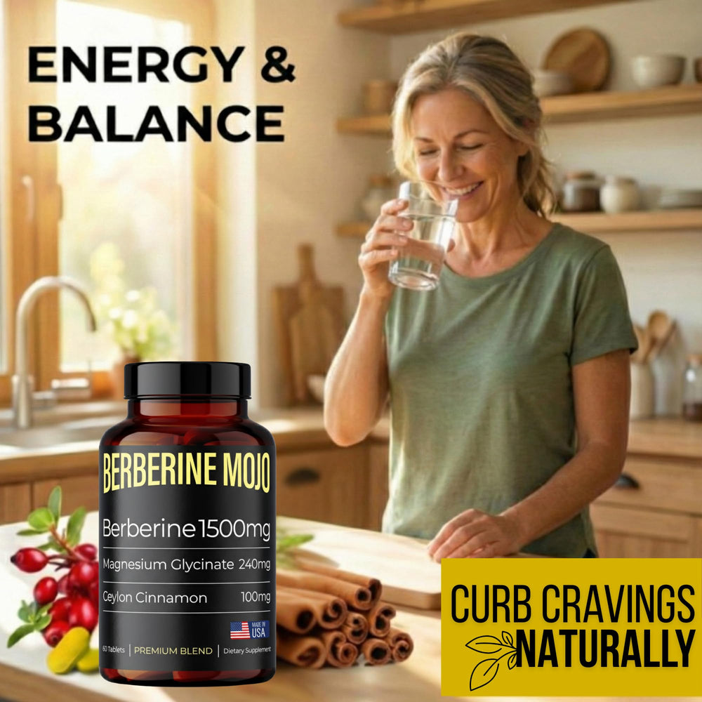 Berberine Mojo USA-made seal on packaging indicating trusted manufacturing.