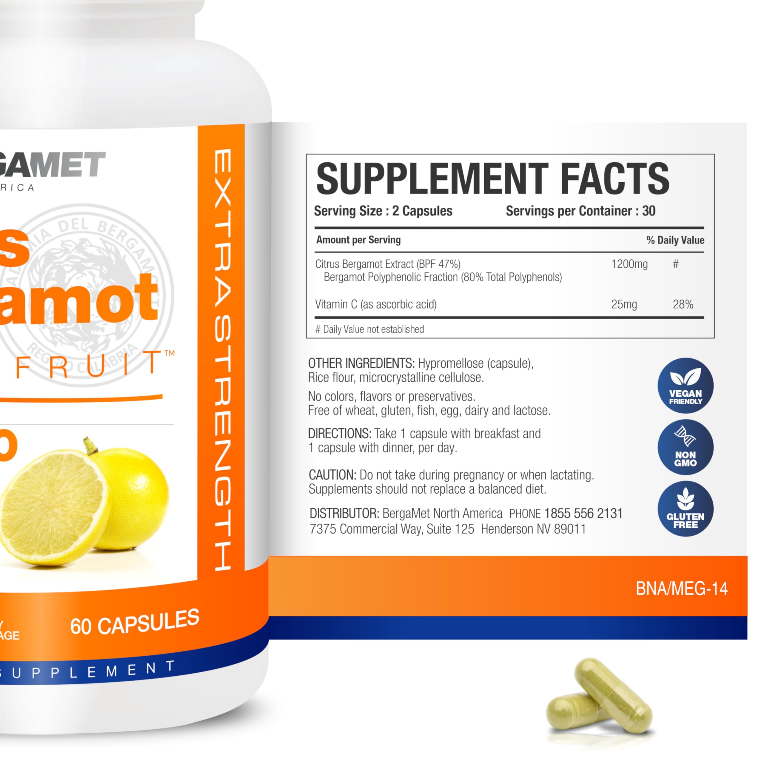 BergaMet 170:1 extract visual highlighting high potency in every capsule