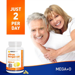 BergaMet Citrus Bergamot capsules pouring—easy daily intake on the go.