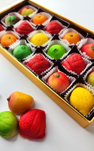 Bergen Marzipan assorted fruit shapes create a visually appealing snack spread.