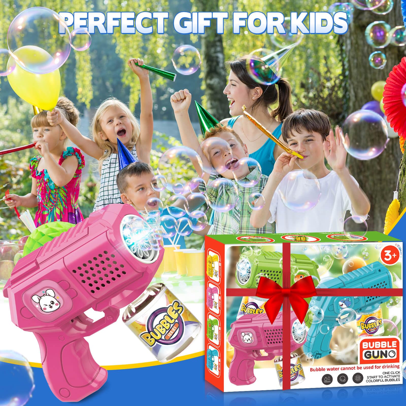 Beria bubble guns in action during outdoor birthday gatherings