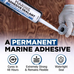 Berkland 5200FC sealant being applied to a boat hull for a watertight seal