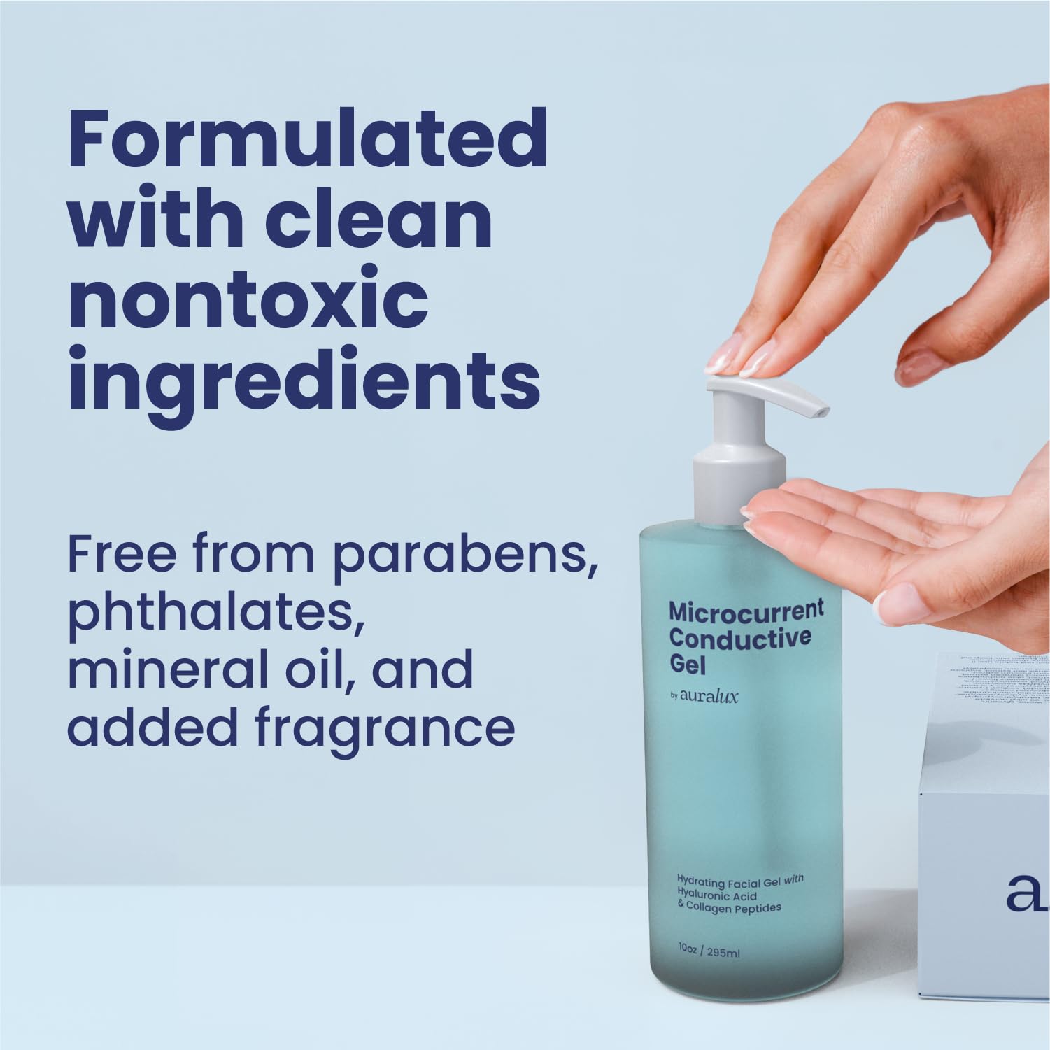 Berkland Auralux Gel face-neck-toning demonstrates use for facial toning.