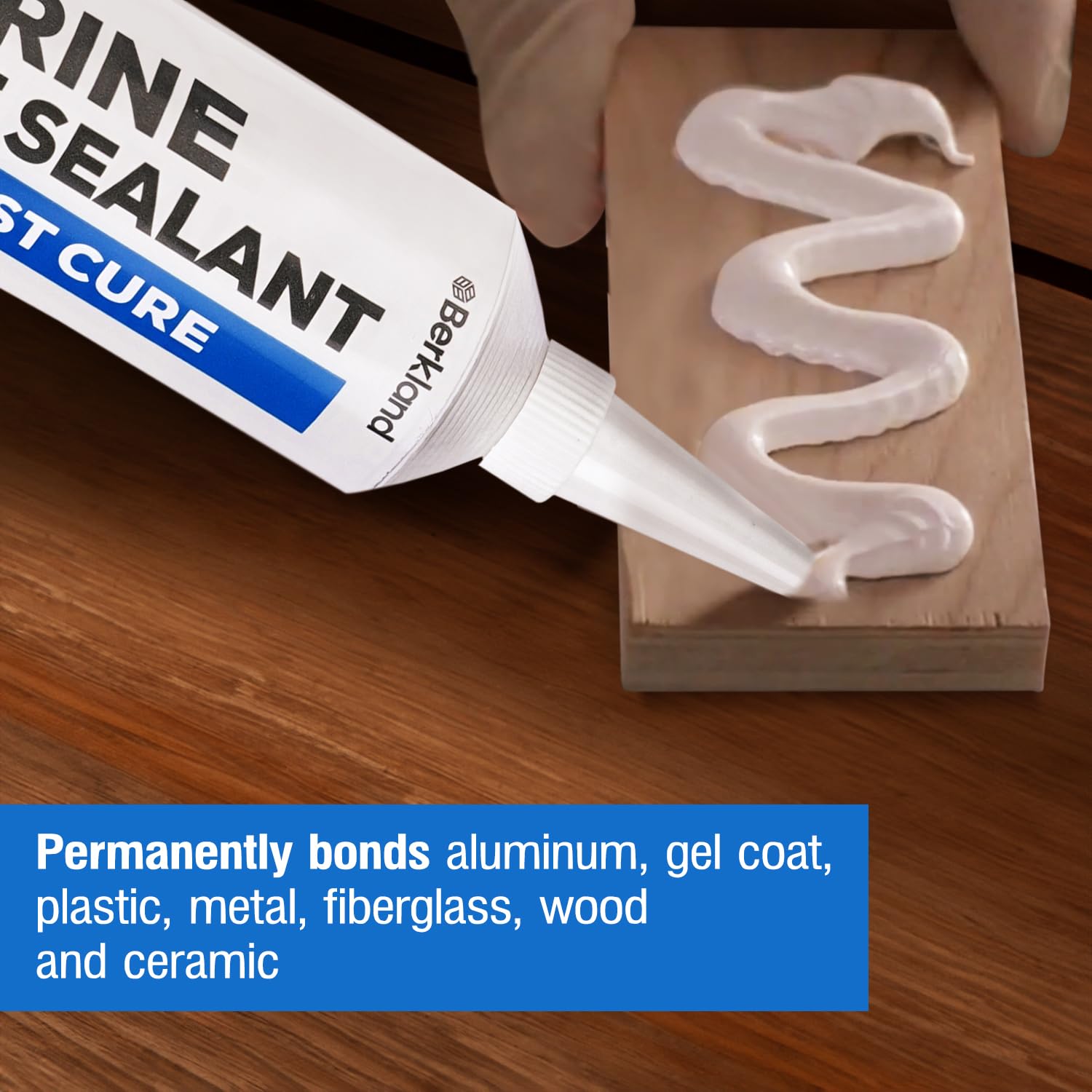 Berkland sealant compatible with fiberglass, gelcoat, and wood