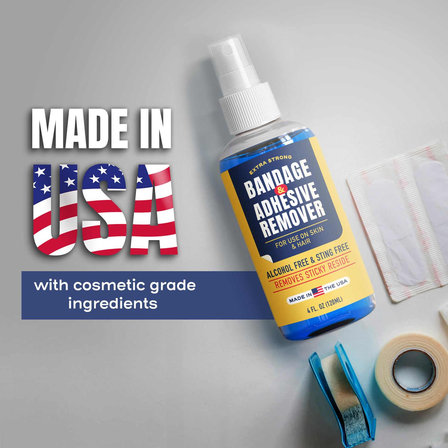 Berkland Sting-Free Adhesive Remover removing sports tape residue.