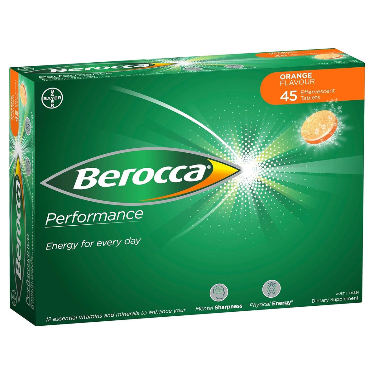 Berocca Orange tablets dissolving in water for a refreshing daily boost