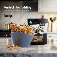 Berrilys Black Seeds on a counter featuring a spice mix idea