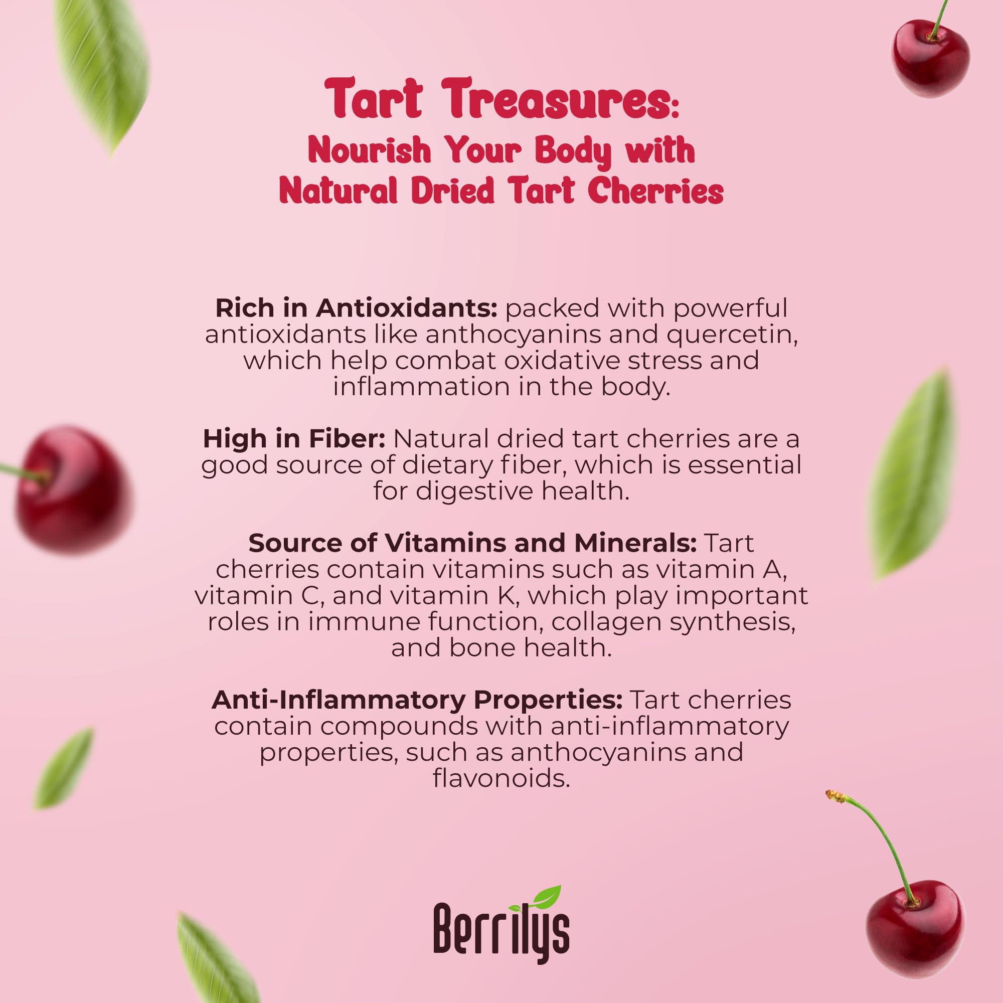 Berrilys dried cherries snack idea, versatile in salads and oats.