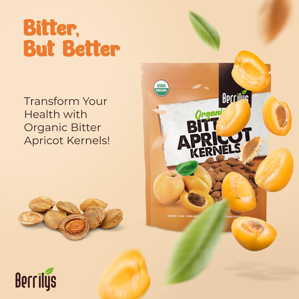 Berrilys organic bitter apricot kernels close-up highlighting natural texture for gourmet cooking