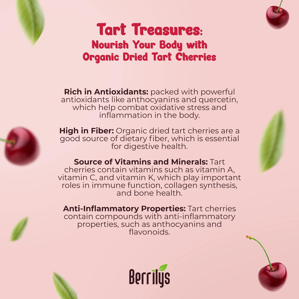Berrilys vegan non-GMO dried cherries for a plant-based snack.