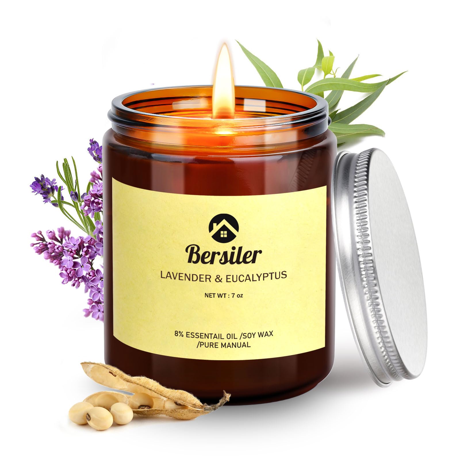 Bersiler Lavender Eucalyptus candle glow for relaxation in home spaces