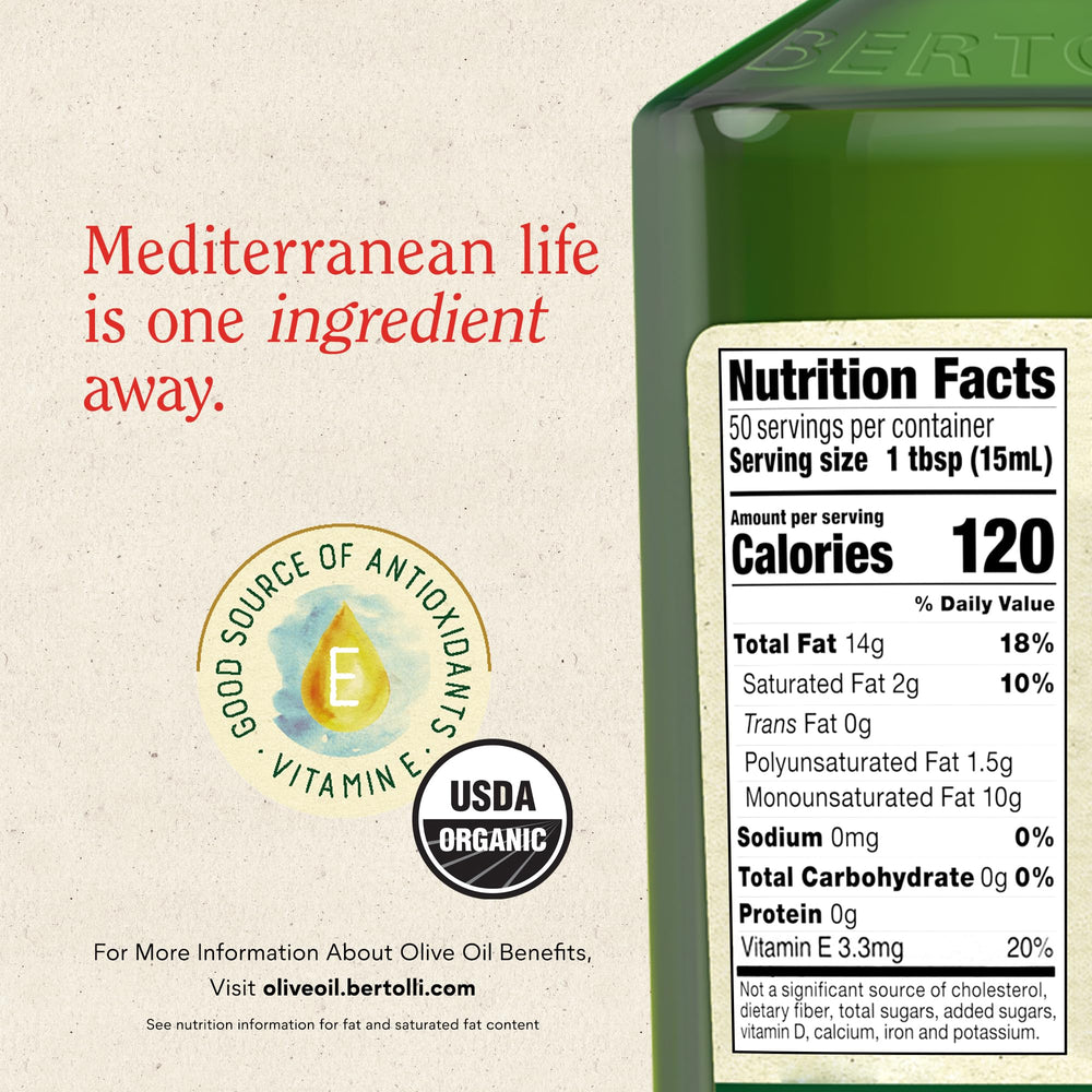 Dark Bertolli bottle protects freshness and aroma.