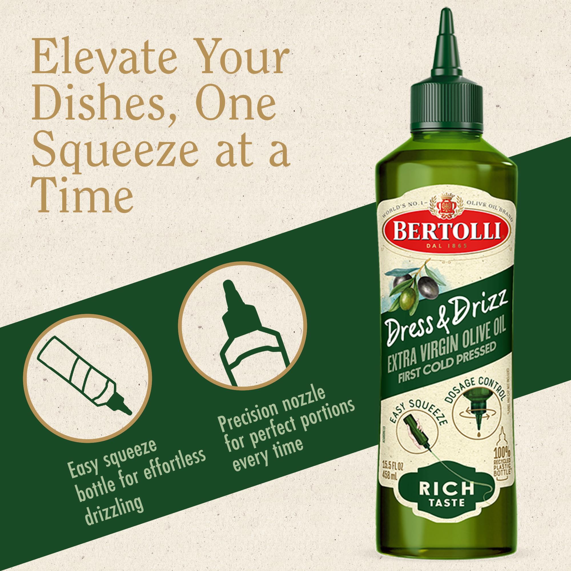 Bertolli Dress & Drizz squeeze bottle ready for quick vinaigrettes and marinades