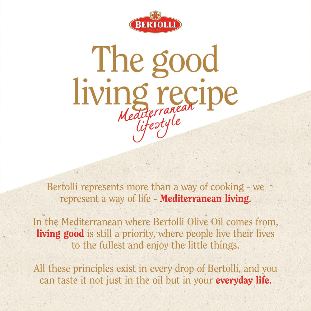 Bertolli Mediterranean heritage bottle brings authentic Italian kitchen feel.