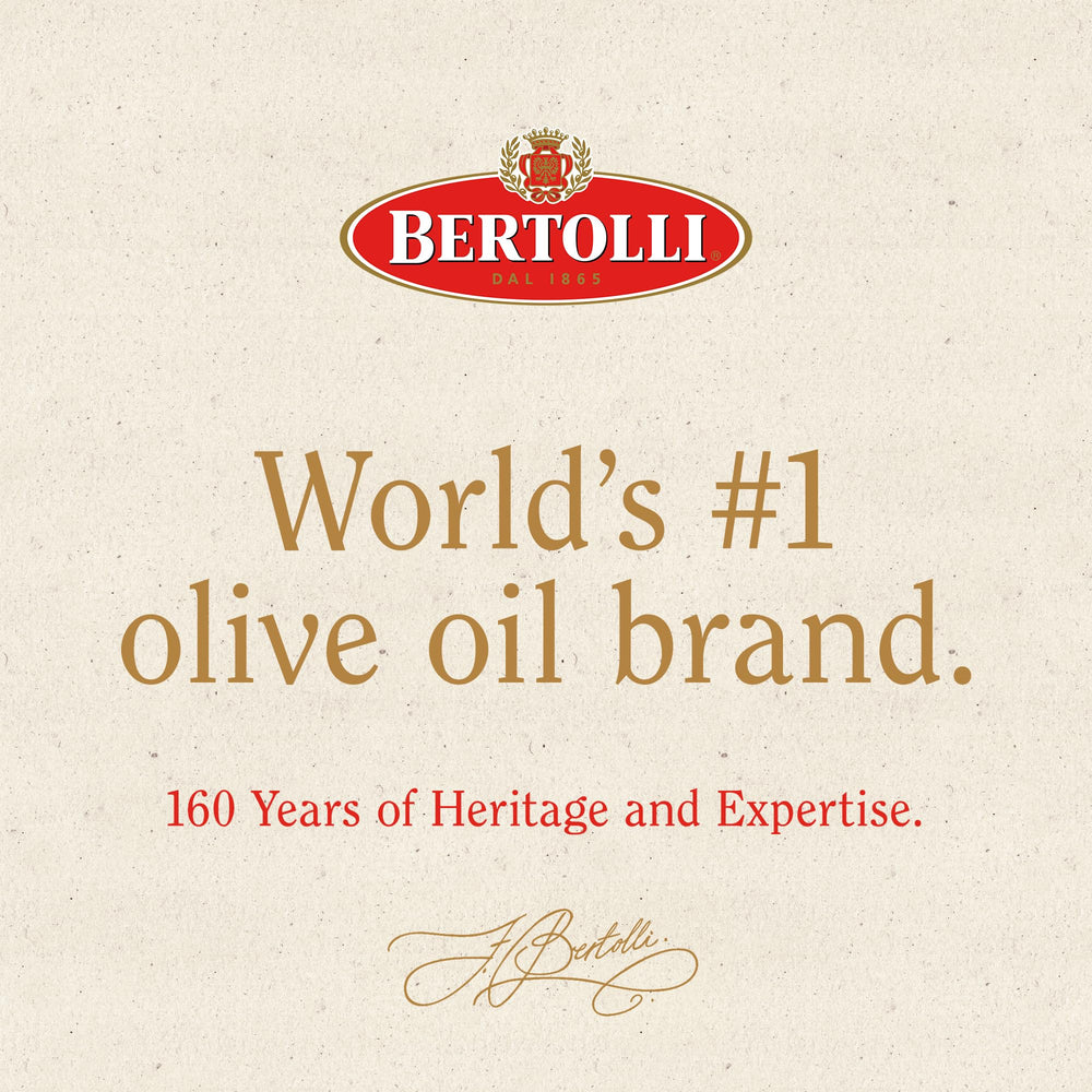 Bertolli Polyphenols EVOO bottle highlights rich flavor with natural polyphenols.