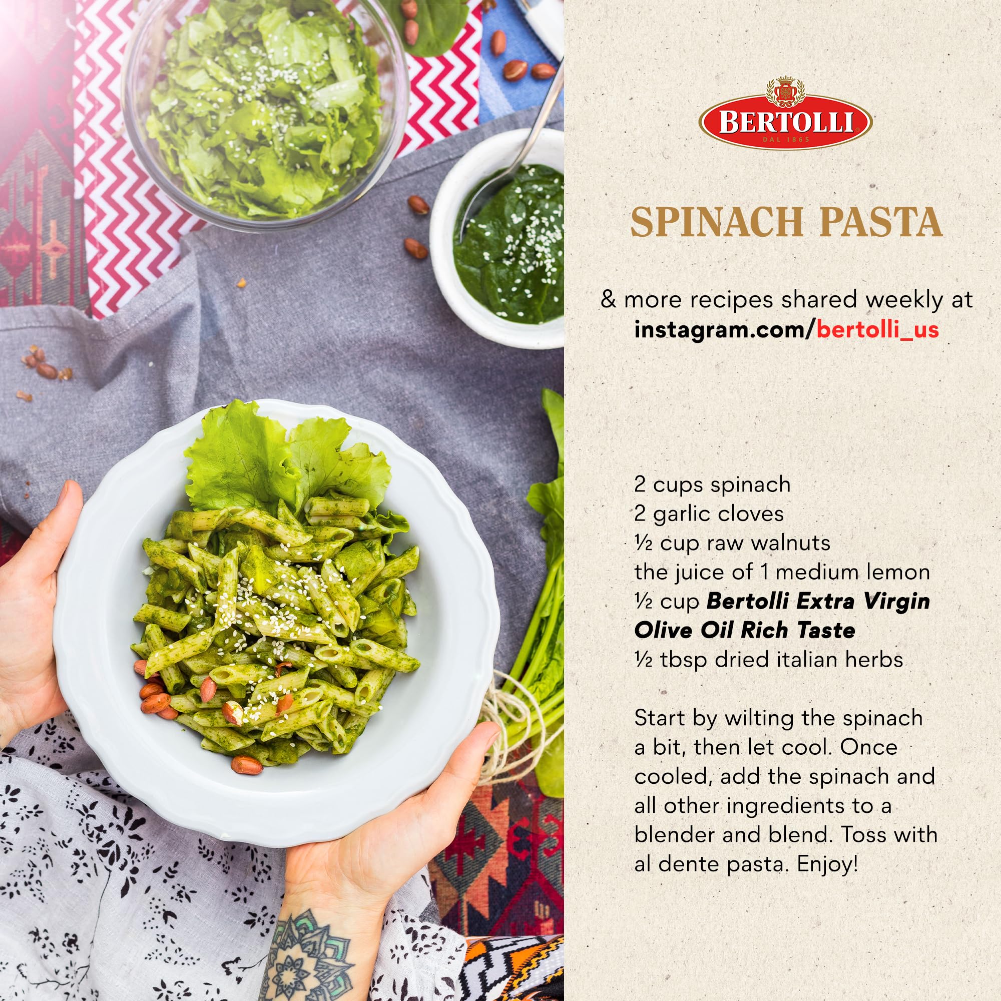 Bertolli Olive oil pour for quick dressings and drizzles.