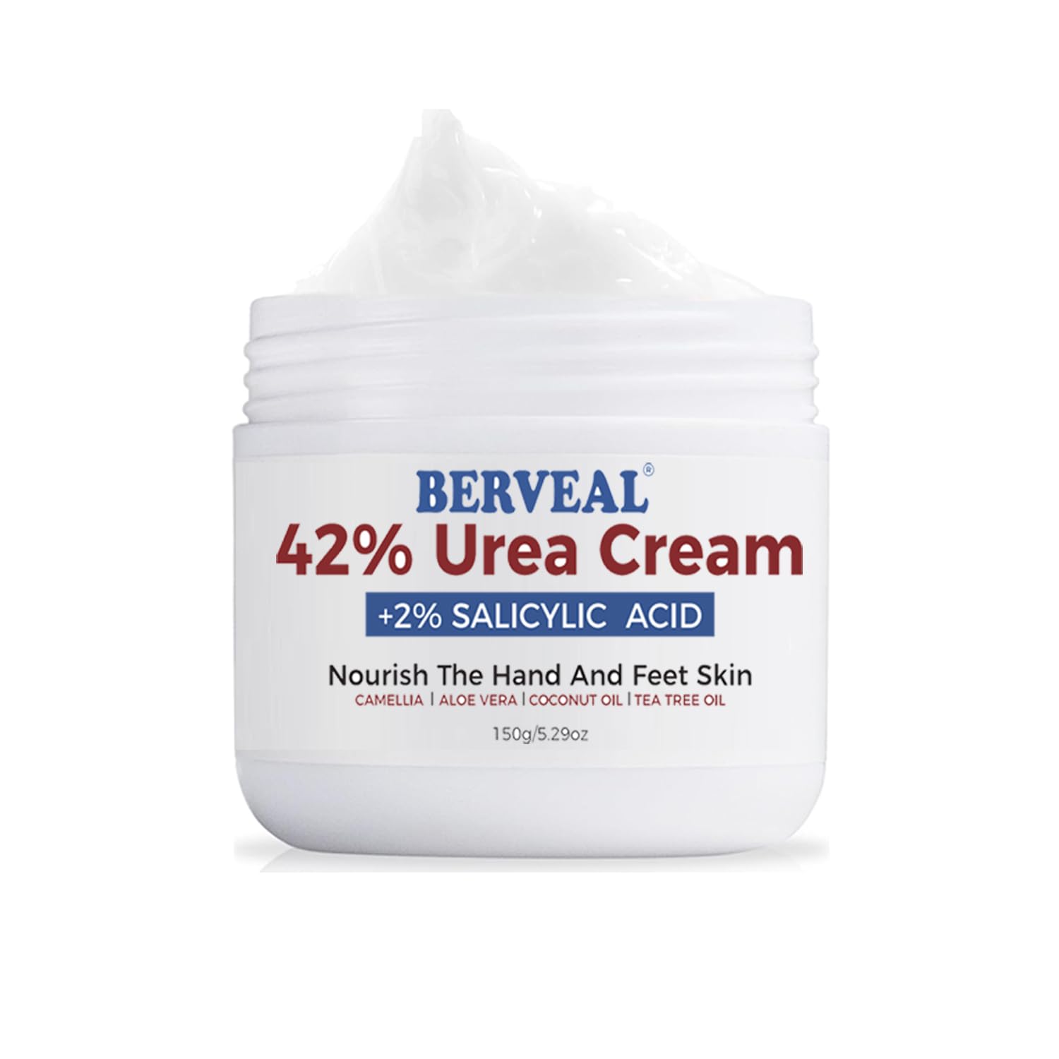 BERVEAL Urea Cream bottle shows high-concentration hydration for dry heels