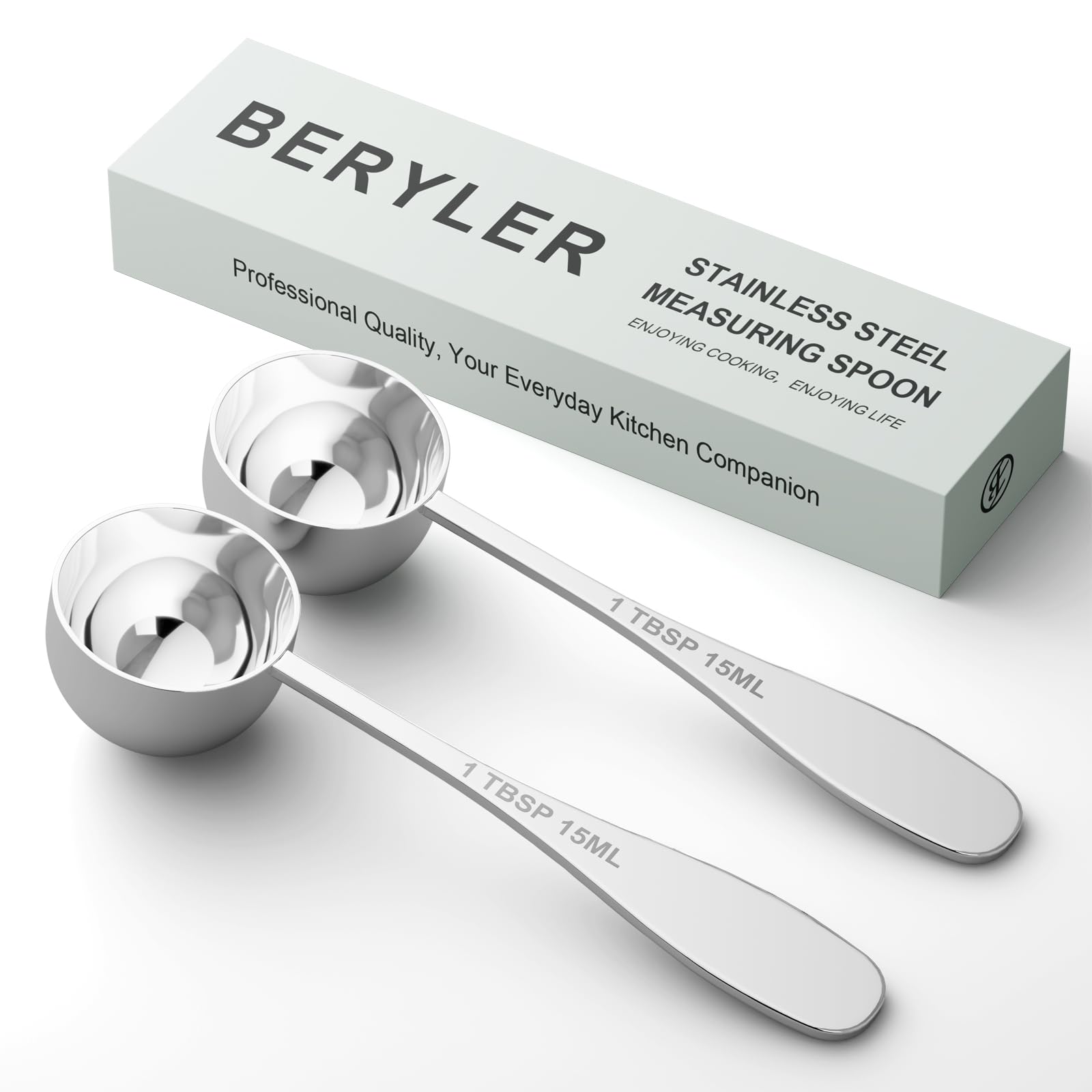 BERYLER 2-piece measuring spoons set with 1 tablespoon capacity in a gift box.