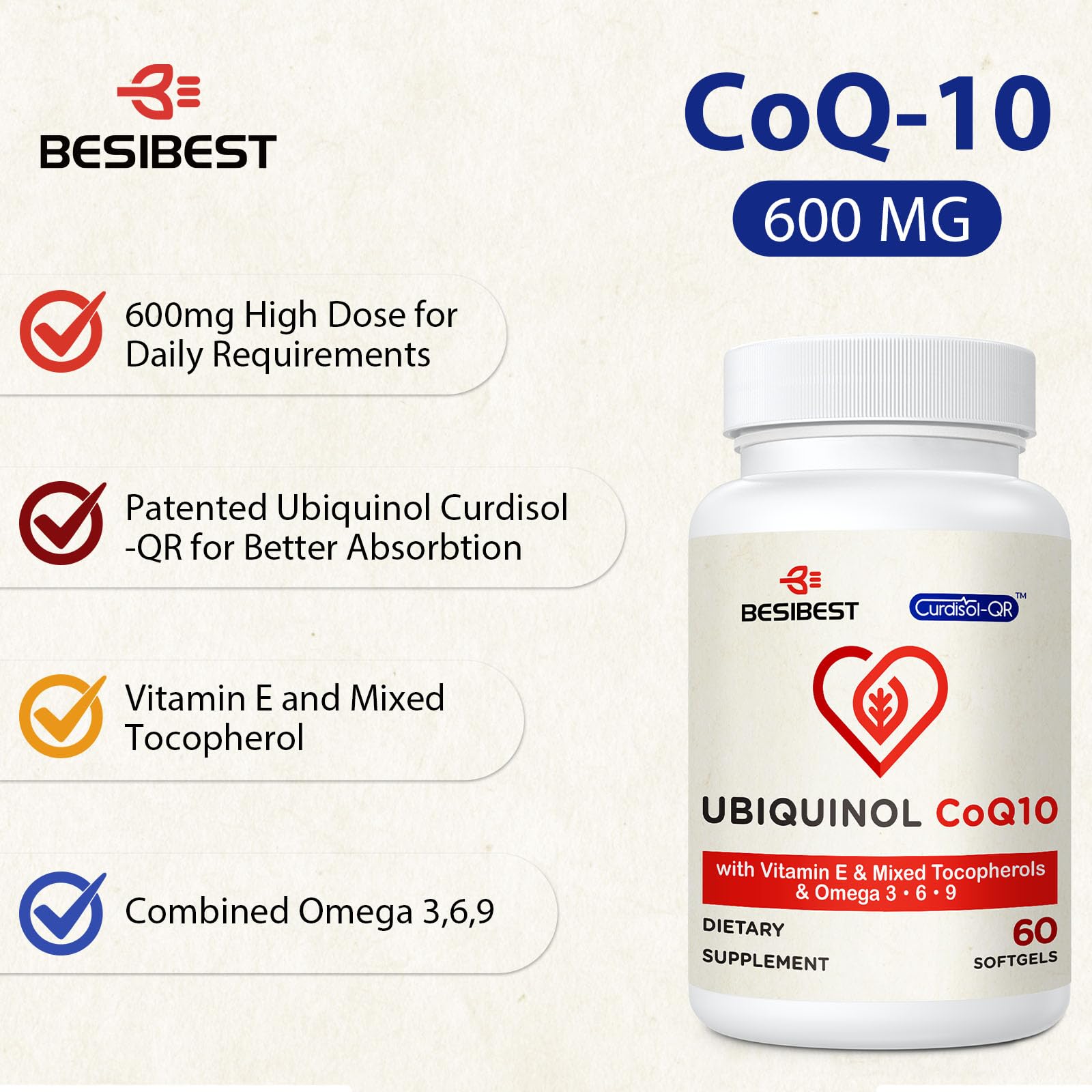 Besibest vitamin-e-tocopherols softgel close-up emphasizes antioxidant support.