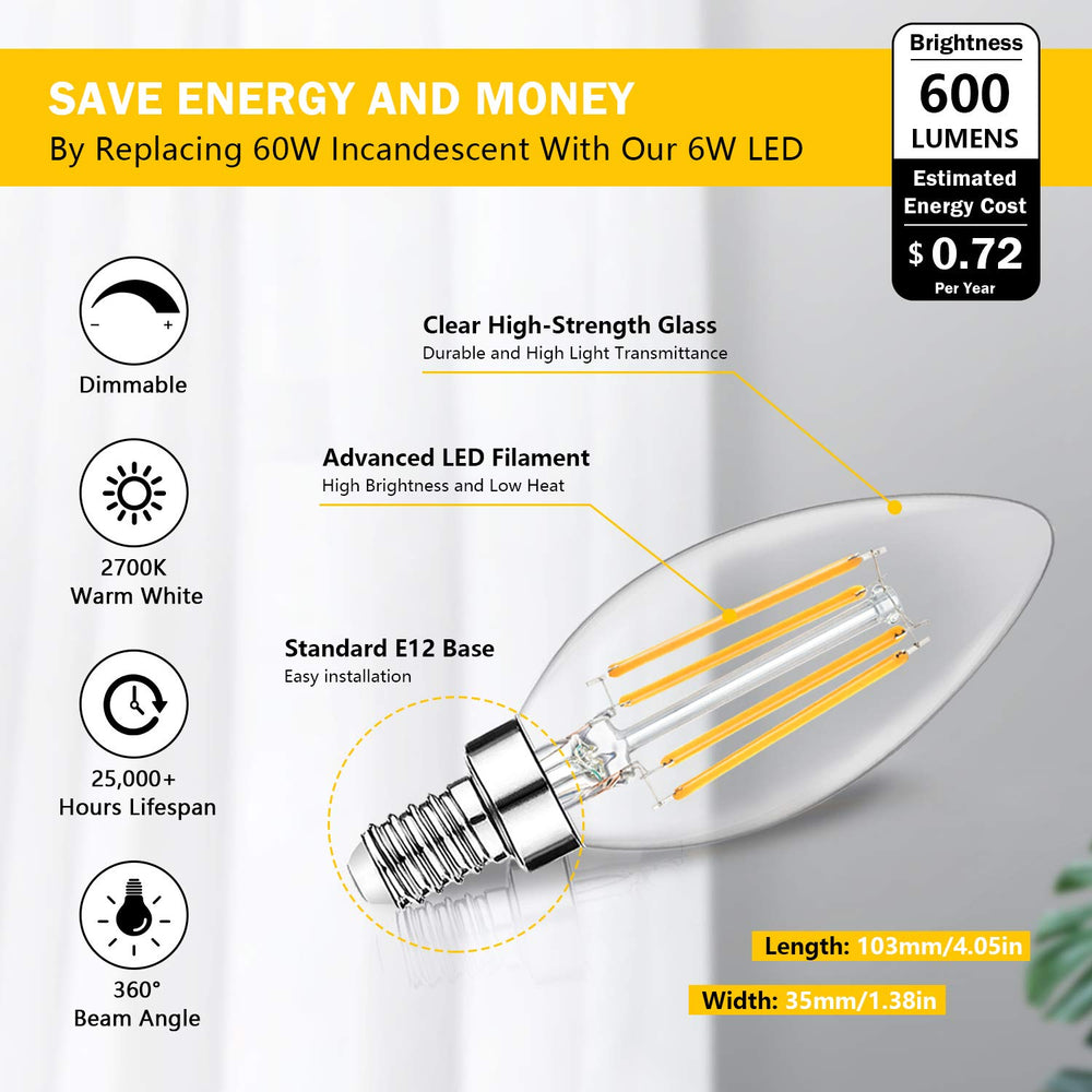 BesLowe LED filament bulbs in clear glass for vintage flair