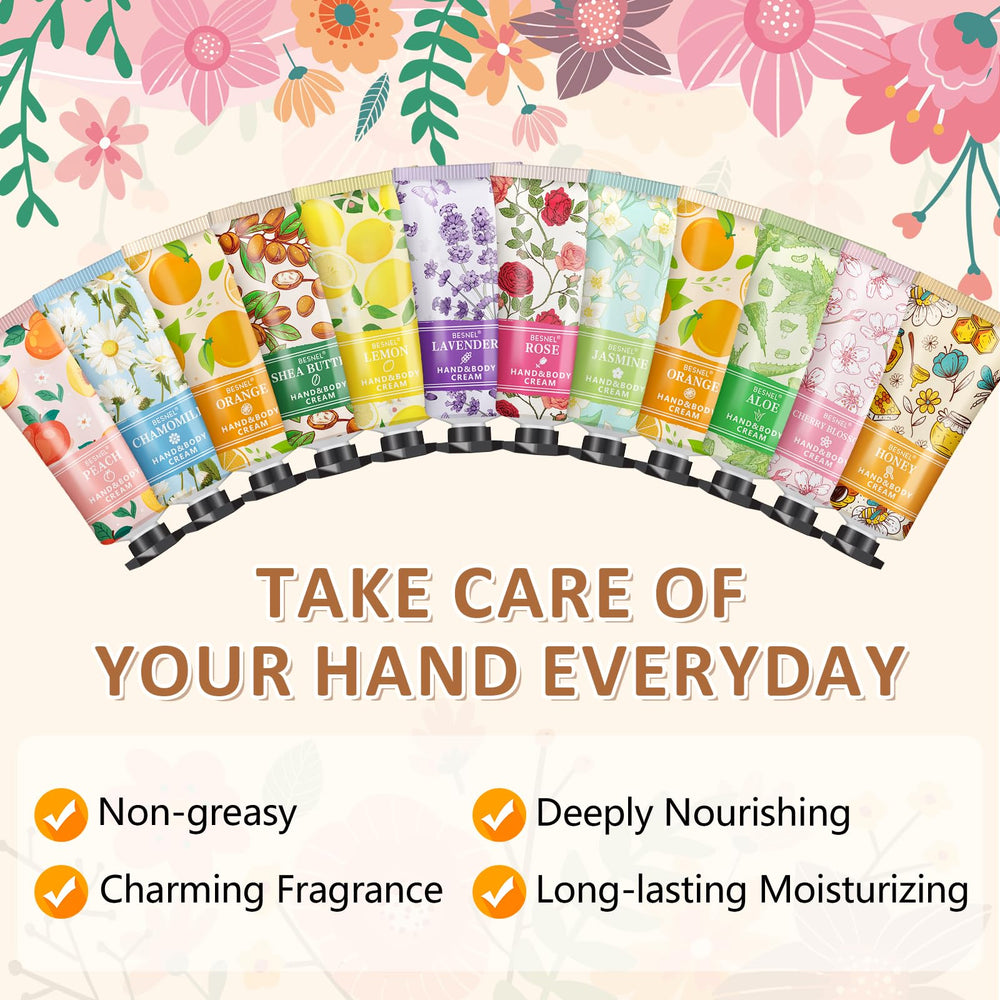 Besnel mini travel-size hand creams for on-the-go use.