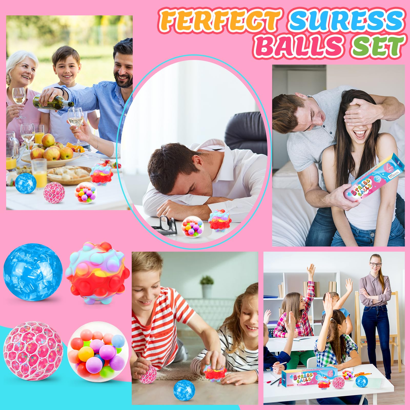 Besnel stress balls gift box prize suitable for classrooms and gifts