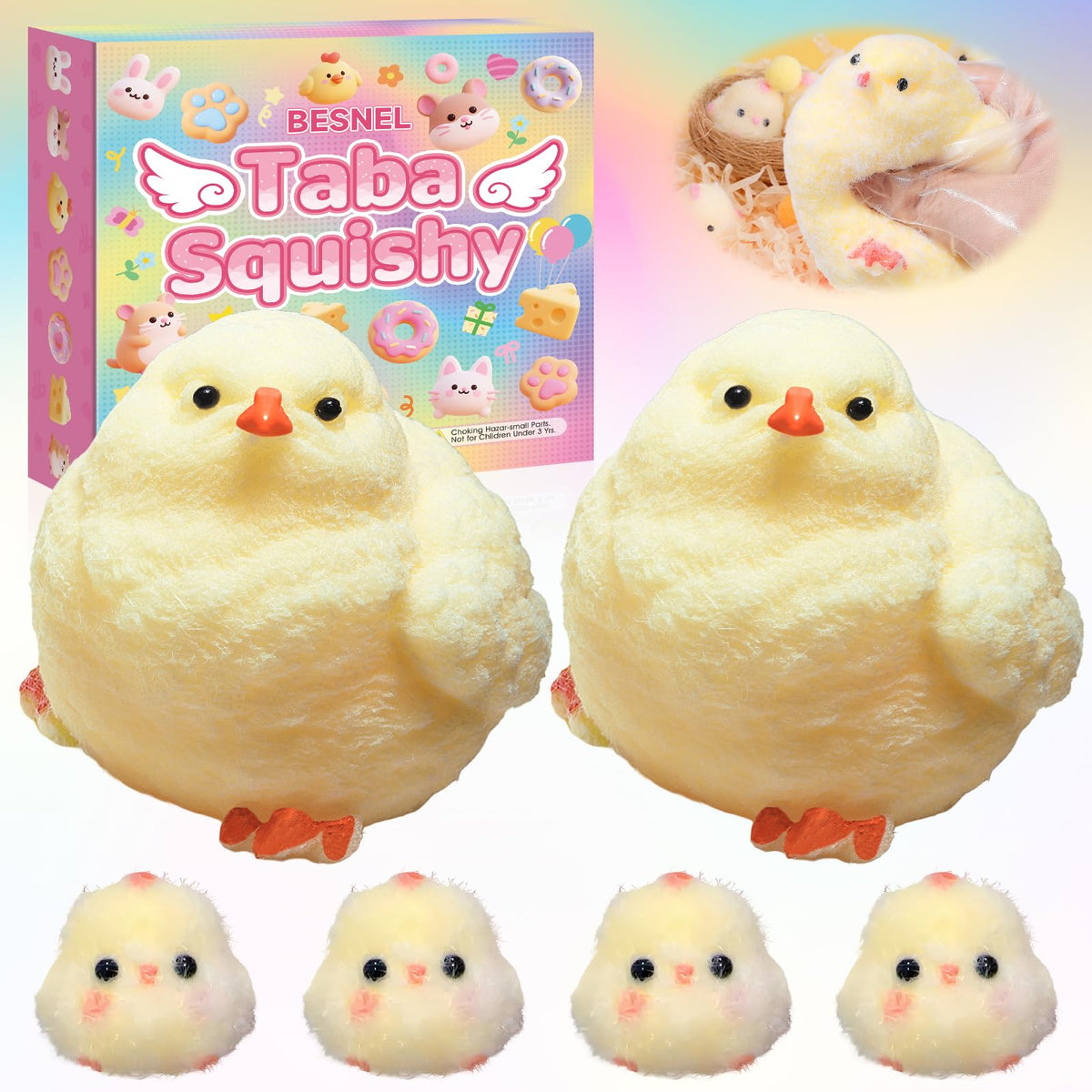 Besnel Taba squishy chick in hand for tactile stress relief and focus