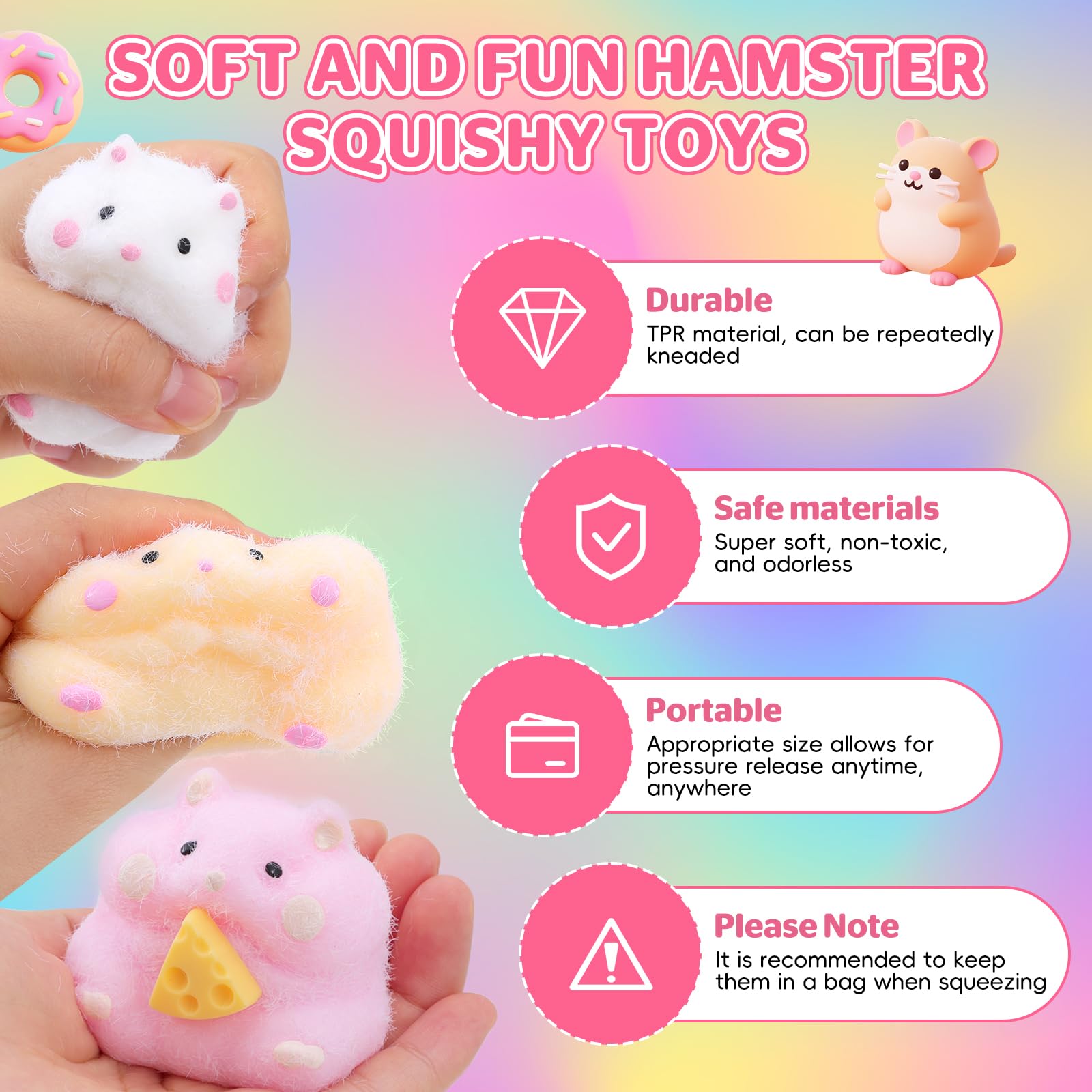 BESNEL Taba squishy hamster on backpack for on the go play.