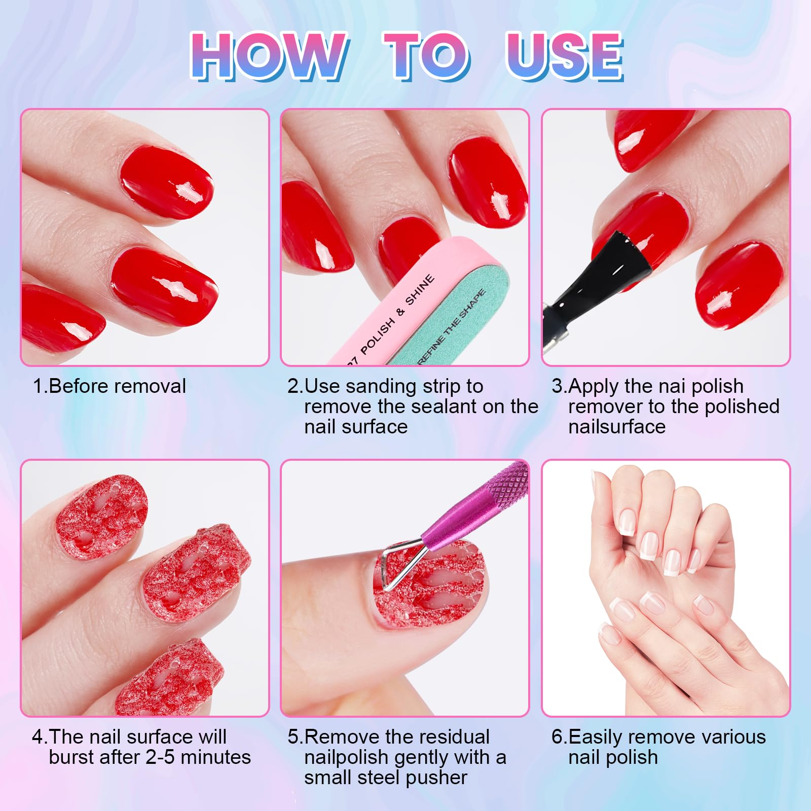 BESNEL triangle head nail pusher for gentle polish lifting