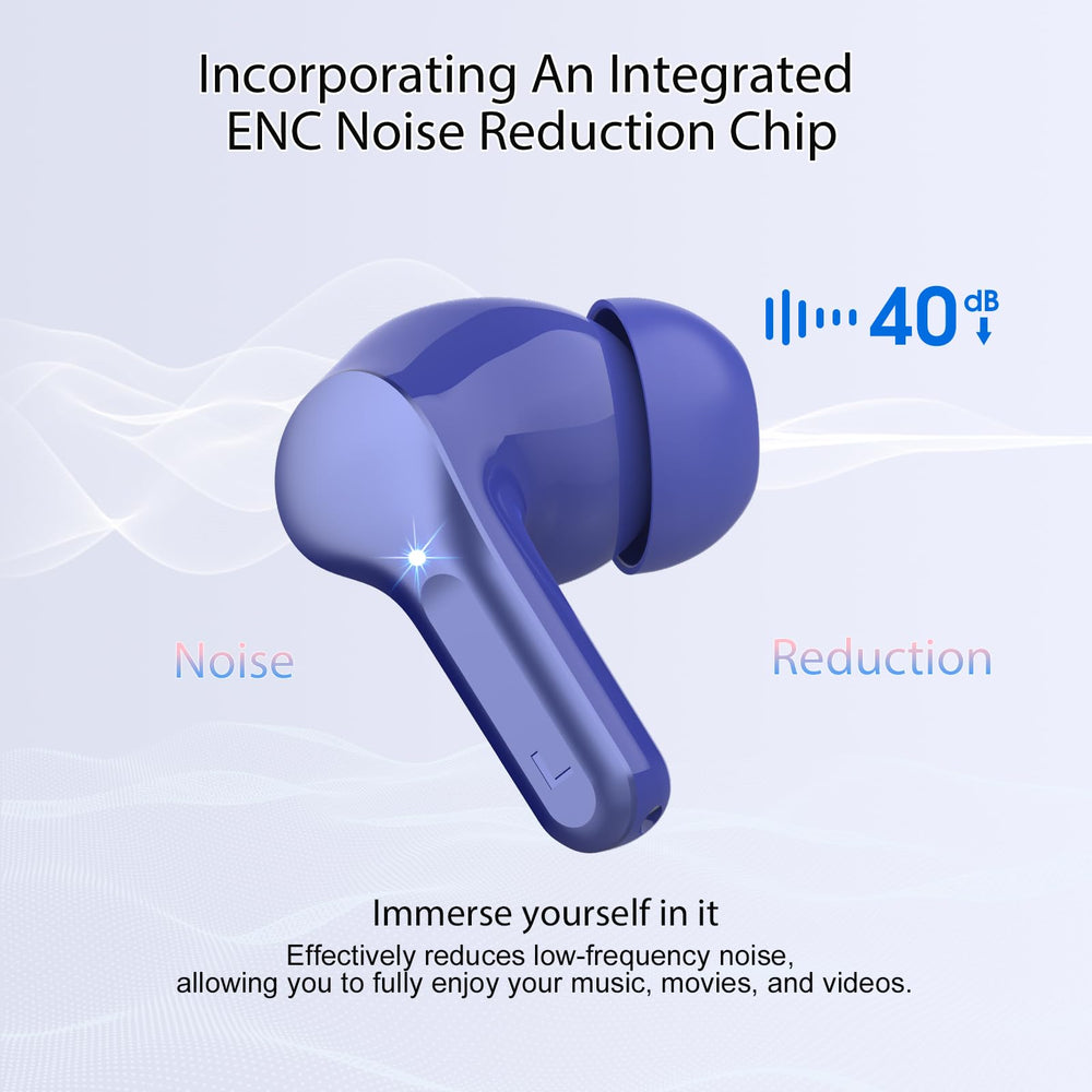 BESNOOW blue earbuds LED display for quick battery checks