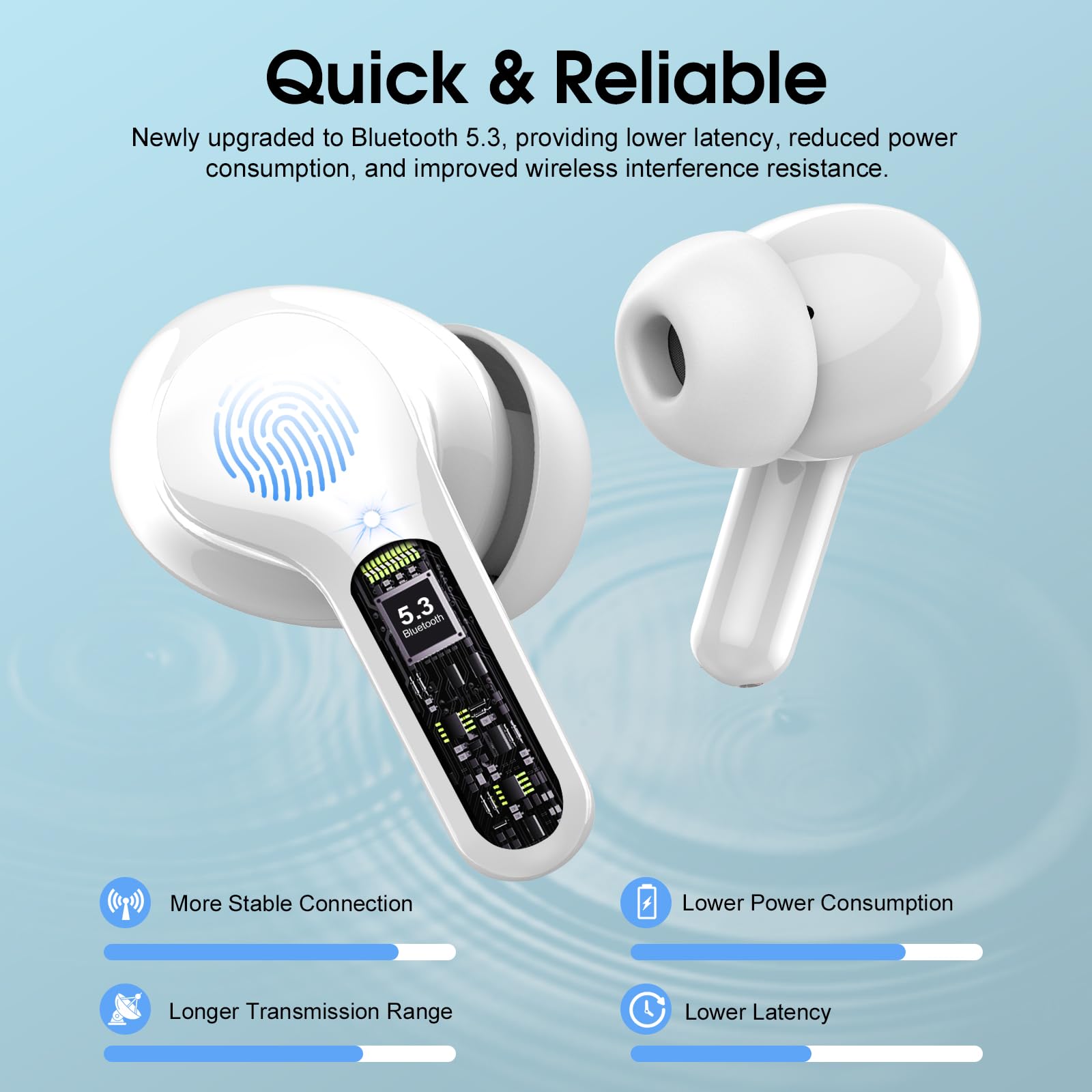 Besnoow wireless earbuds charging case open for easy top-ups