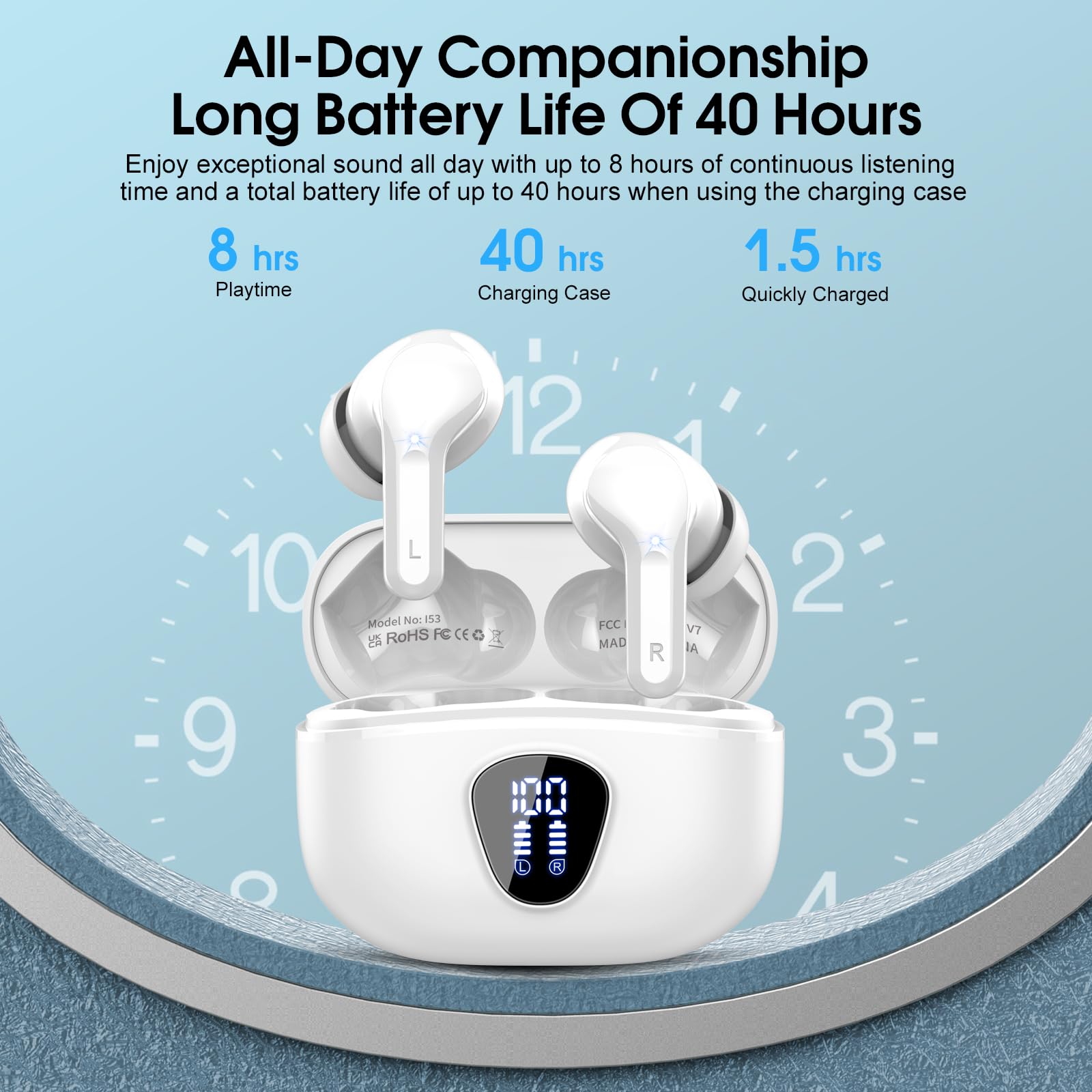 Besnoow wireless earbuds ENC mic enables clear calls in noisy environments