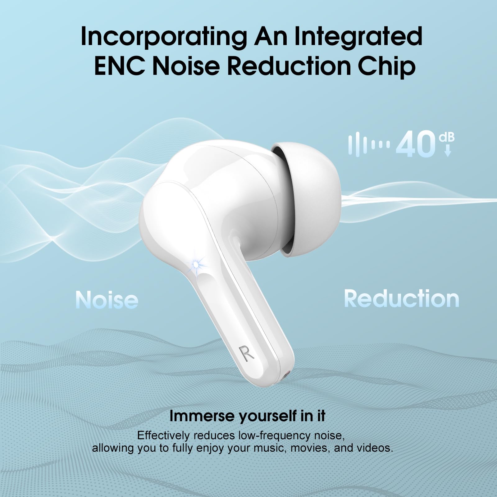 Besnoow wireless earbuds LED display shows battery status at a glance