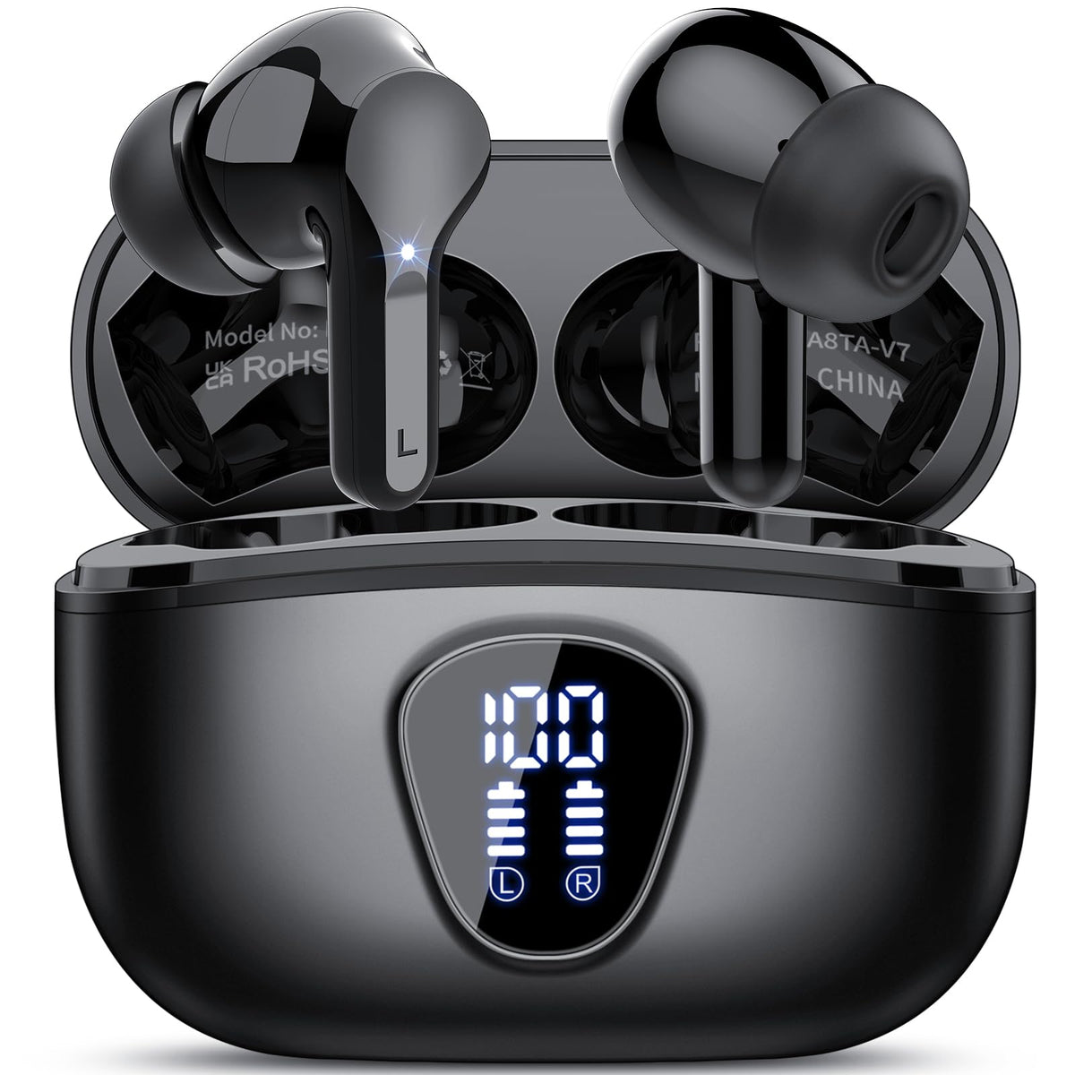 BESNOOW wireless earbuds with LED display show battery status at a glance