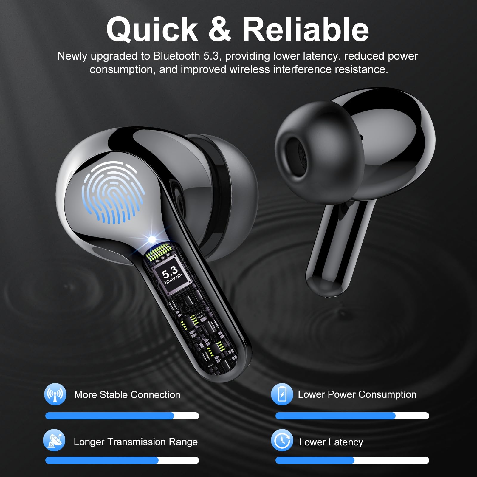 BESNOOW wireless earbuds with magnetic pairing for instant connection.