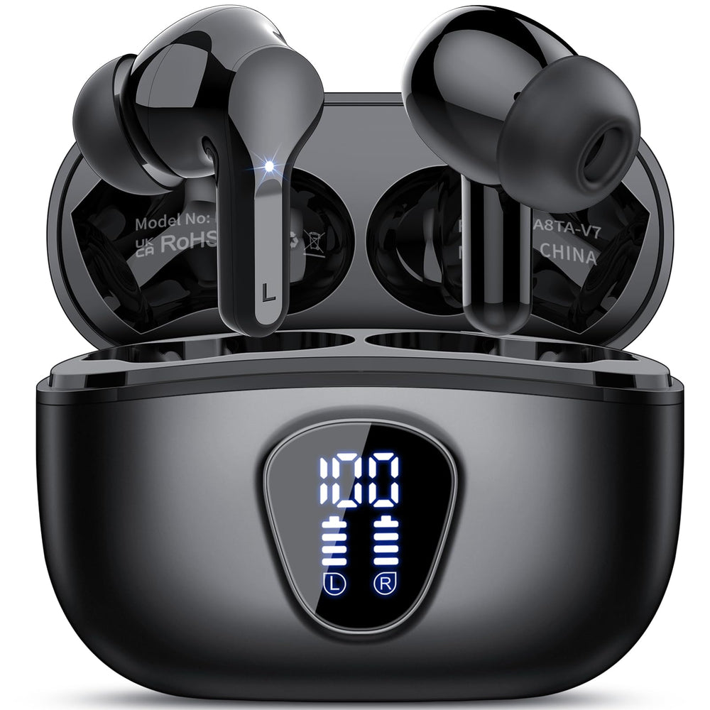 BESNOOW wireless earbuds LED display shows battery status for on-the-go listening.