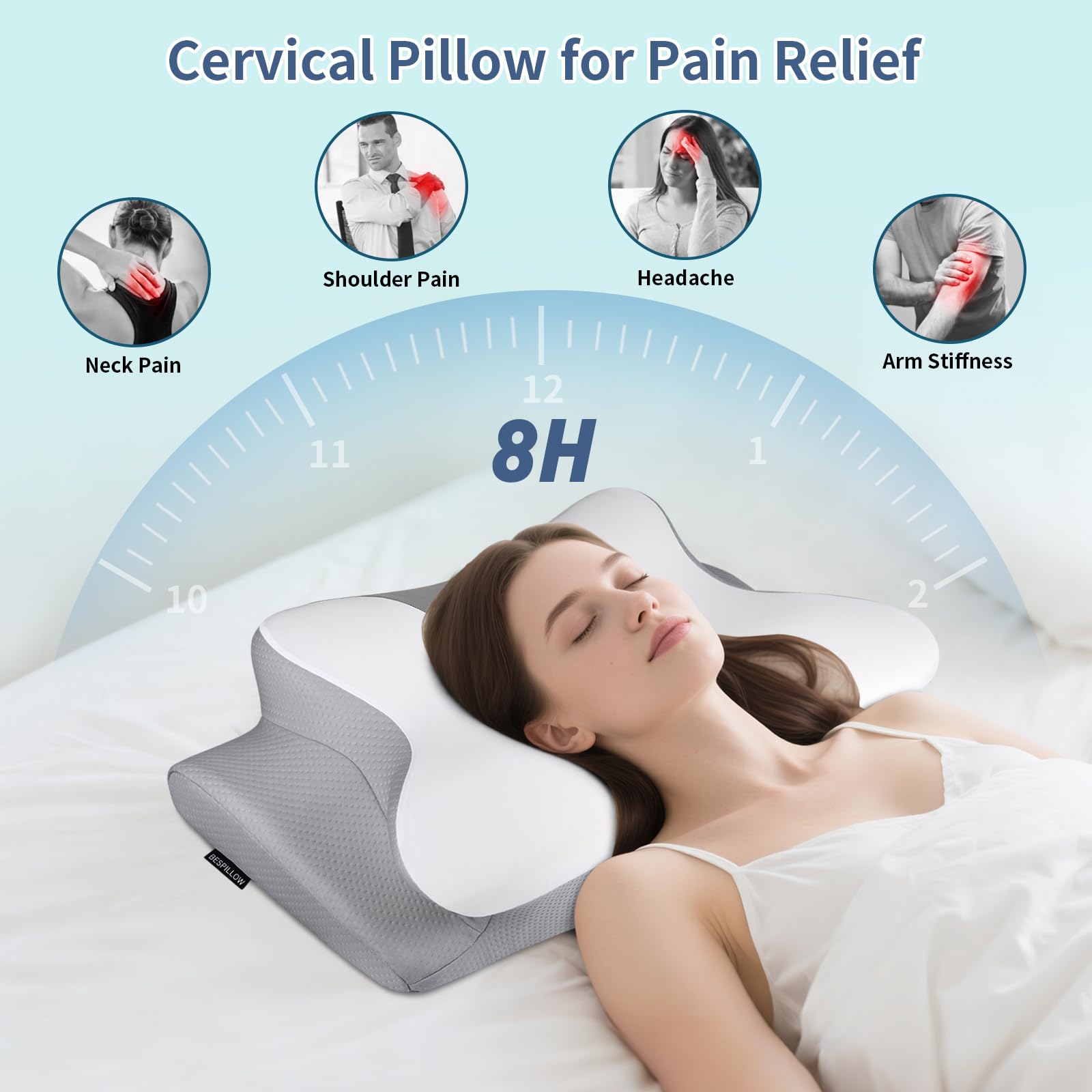Bespillow memory foam with CertiPUR-US and Oeko-Tex for cloud-soft support.