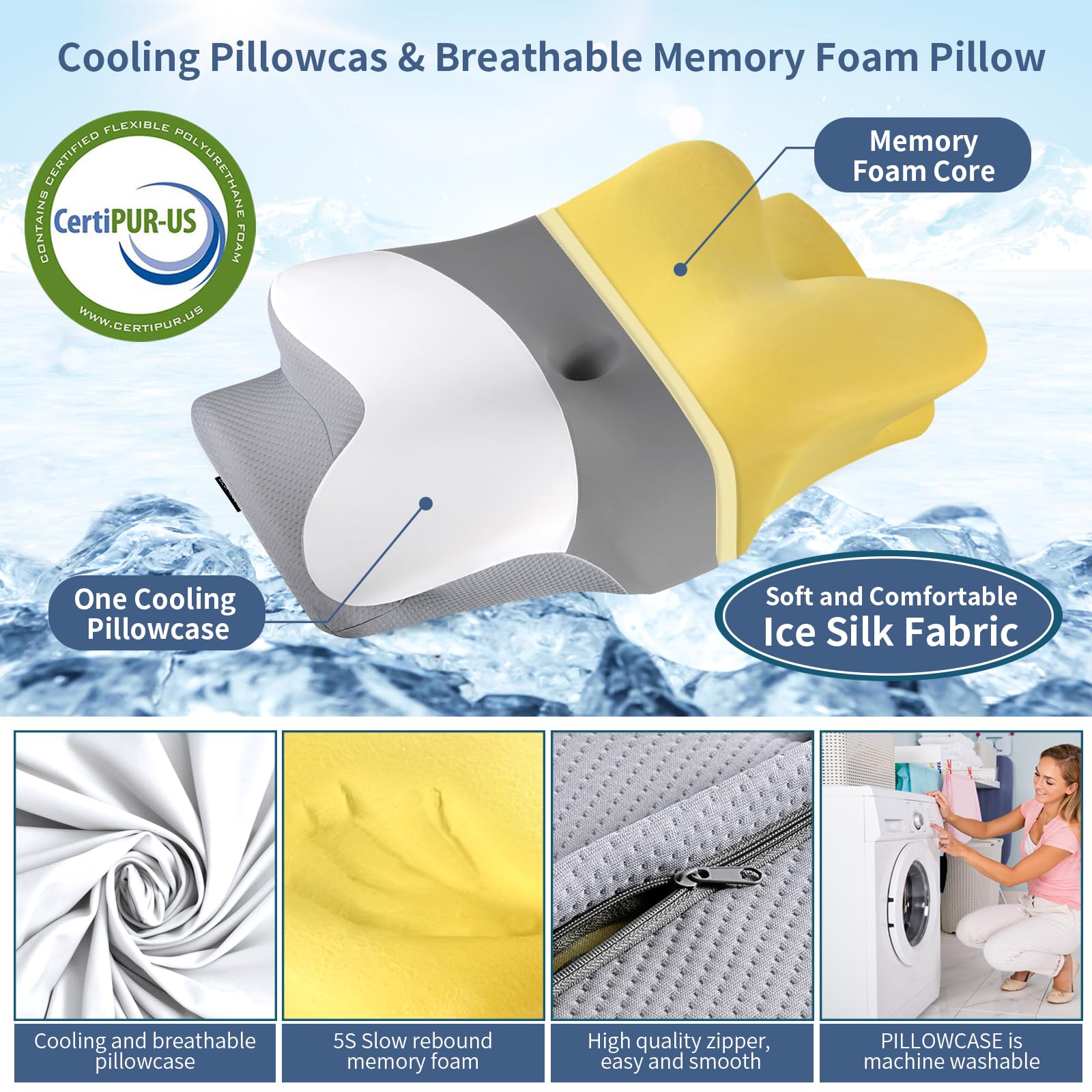 Bespillow breathable, removable cover keeps nights cool and easy to care for.