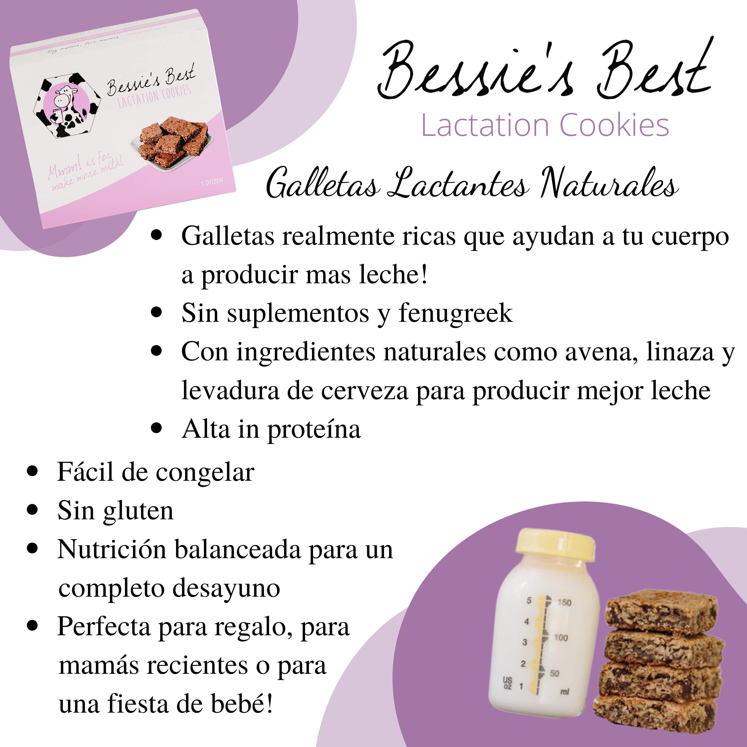 Bessie's Best Lactation Cookies brand logo signaling a mom-focused lactation snack.