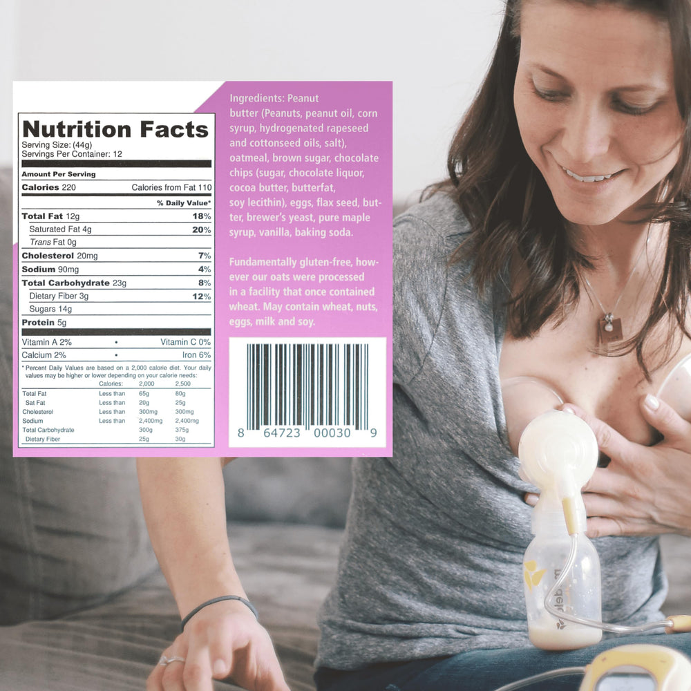 Bessie's Best Lactation Cookies ingredients oats flaxseed brewers-yeast highlighted for natural lactation-friendly ingredients.