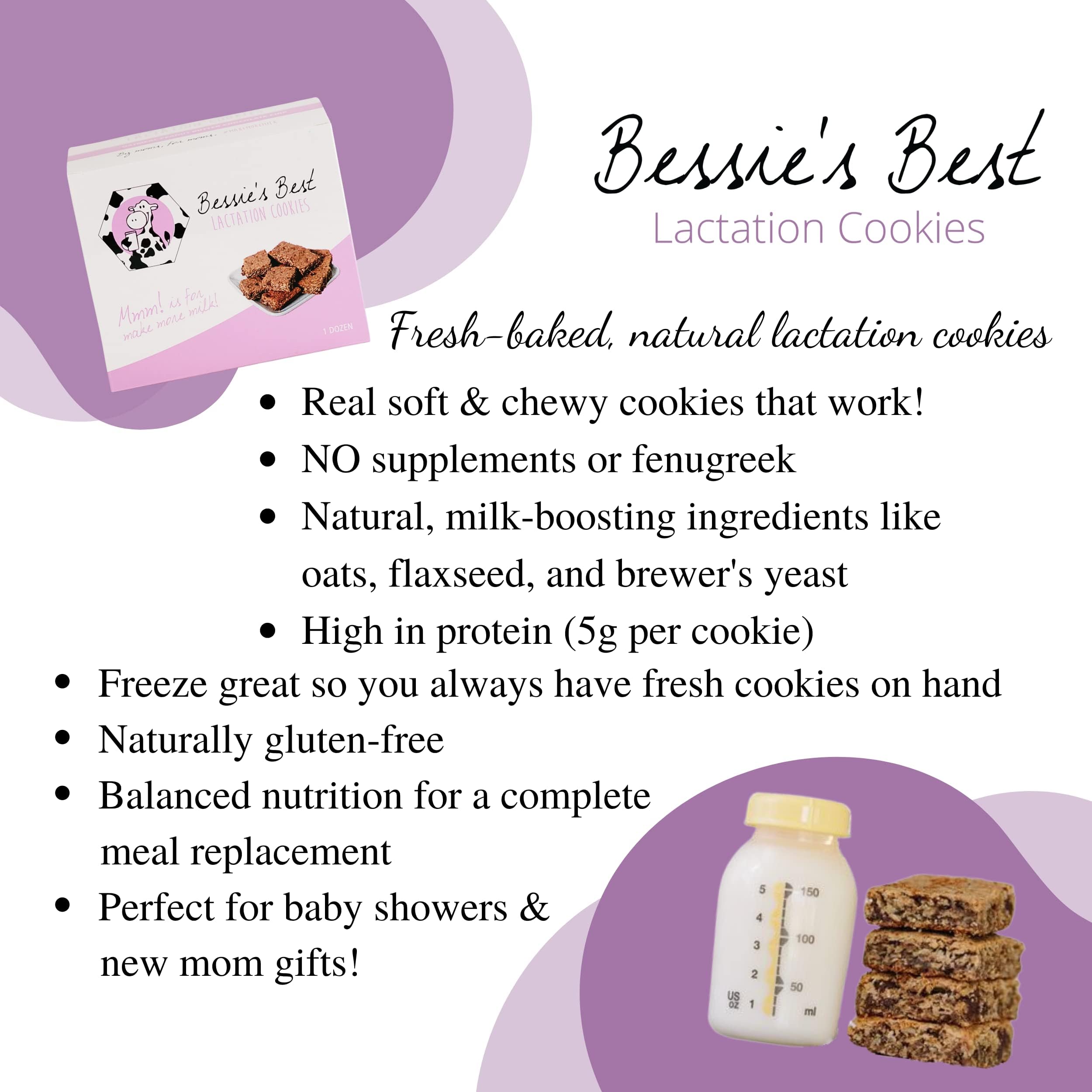Bessie's Best Lactation Cookies can be refrigerated or frozen for extended freshness.