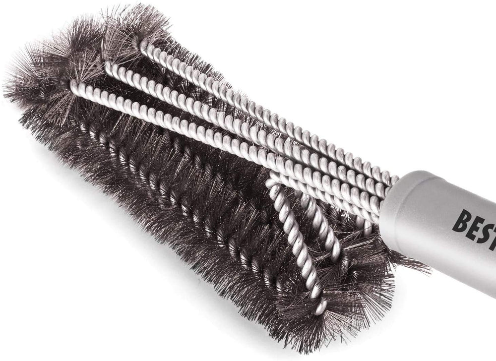 BEST grill brush with 18-inch long handle for safe, thorough cleaning on grills.