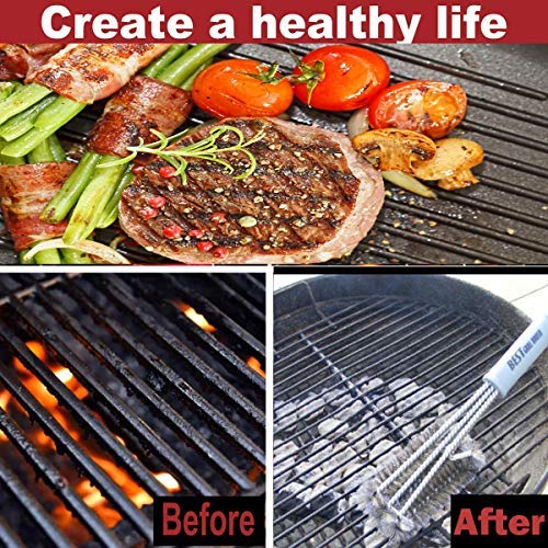 BEST grill brush offers three-in-one action to clean top, bottom, and sides.