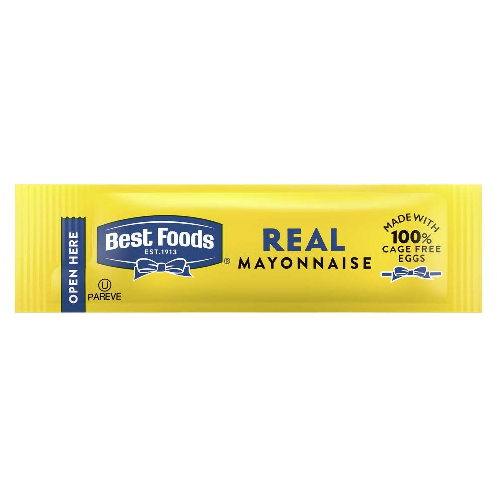 Best Foods Real Mayonnaise stick packet open for mess-free dispensing in busy cafes