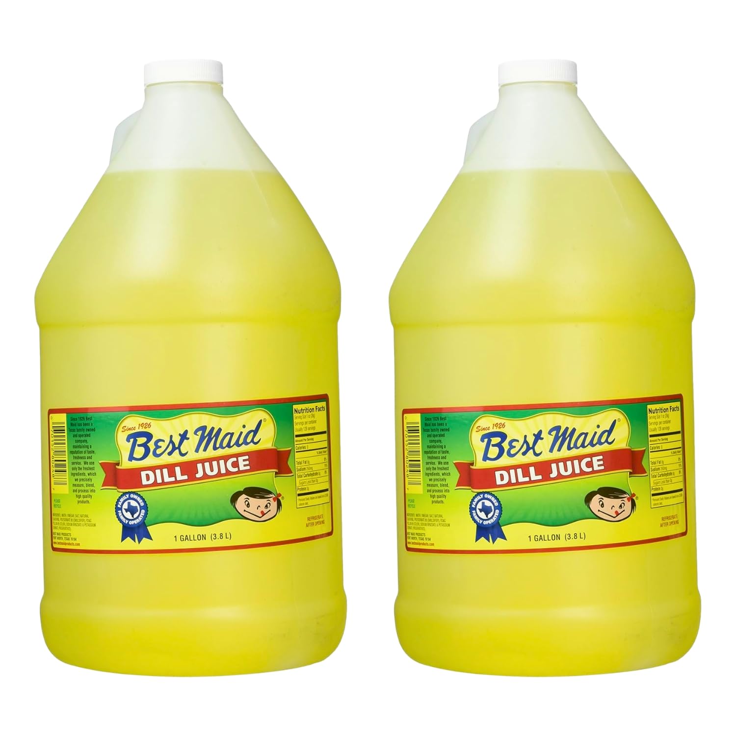 Best Maid Dill Juice 1Gal bottle front view for bold flavor in recipes.