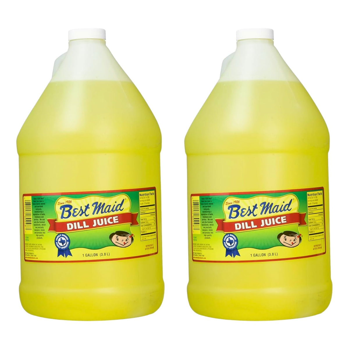 Best Maid Dill Juice 1Gal bottle front view for bold flavor in recipes.