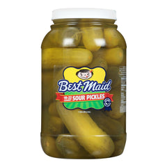 Best Maid Sour Pickles whole pickles in jar ready for burgers