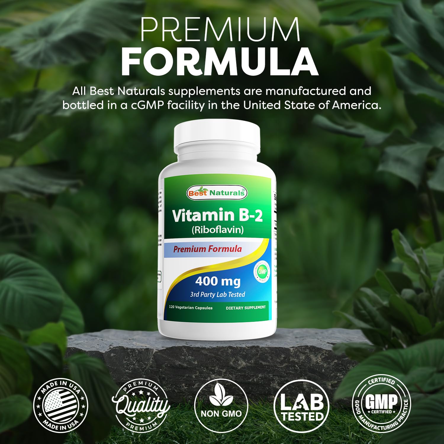 Ingredient panel for Best Naturals B2 riboflavin highlights conezyme precursor concept.