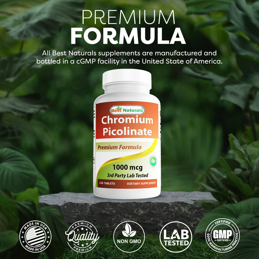 Ingredients list for Best Naturals Chromium Picolinate, clear and simple for easy daily use.